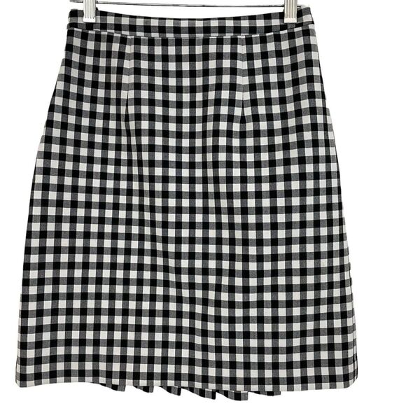Diane Von Furstenberg Eliza Skirt Size 0 Black White Checkered Pleated - Picture 1 of 6
